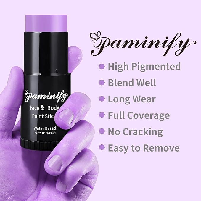 Light Purple Face Paint Stick,Water-Based Lavender Purple Body Paint Stick,Washable Halloween Face Painting for Ursula Sea Witch Costume,Professional SFX Makeup for Cosplay,1.06 OZ