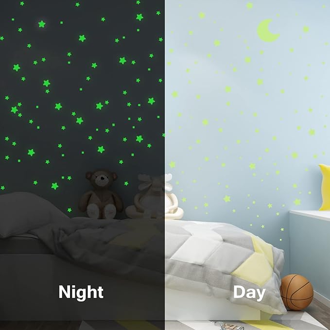 Glow in The Dark Stars Decals Decor for Ceiling, Starry Sky Shining Decoration Perfect for Kids Bedroom Bedding Room Gifts