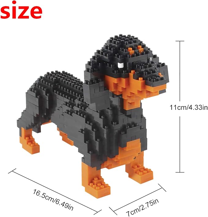 Larcele Micro Dachshund Dog Building Blocks Set Super Mini Pet Building Toy Bricks Kit, 898 Pieces KLJM-02 (Dachshund)
