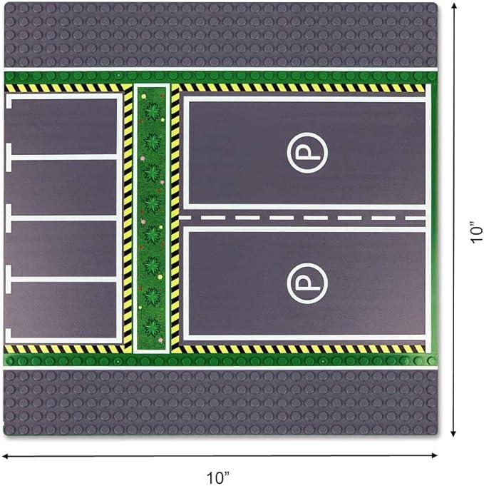 Parking Lot Baseplate 10" x 10" - Building Brick Base Plate Compatible for All Major Brands,for City Roads, Towns and Garages Kids Blocks Toy (2 Parking lot baseplate)