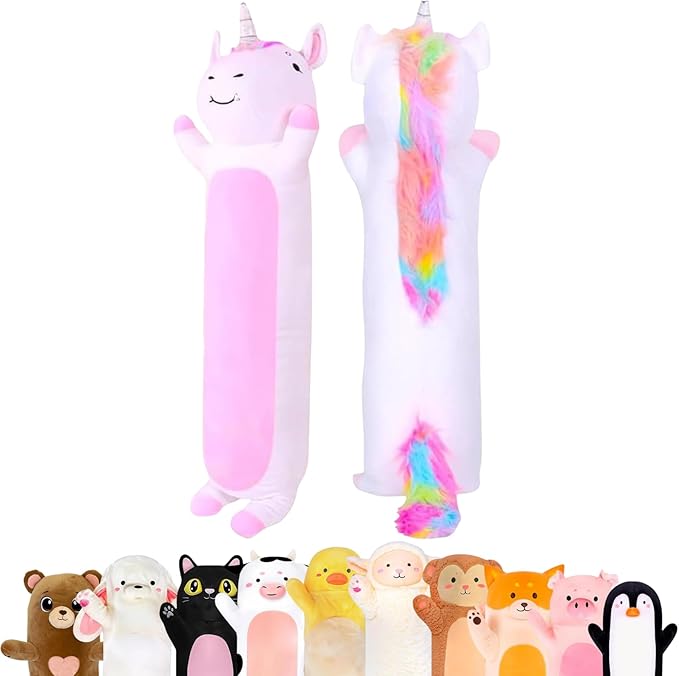 Unicorn Plush Body Pillow for Kids | Long Stuffed Animal Cuddle Pillow | Soft Hugging Toy | Plushie Gift for Girls & Boys | Long Plush Body Pillow for Sleep & Comfort | Large, 47 Inches