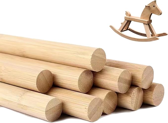 25 PCS Dowel Rods Wood Sticks Wooden Dowel Rods - 1 x 12 Inch Unfinished Bamboo Sticks - for Crafts and DIYers