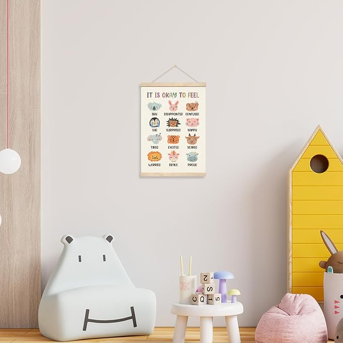 Geondos Therapy Office Decor, Canvas Poster Wood Hanger, Mental Health Poster, Therapist Office Social Worker Sign, Hanging Canvas Decor, Counseling Wall Art Prints 11.8x15.7 Inches