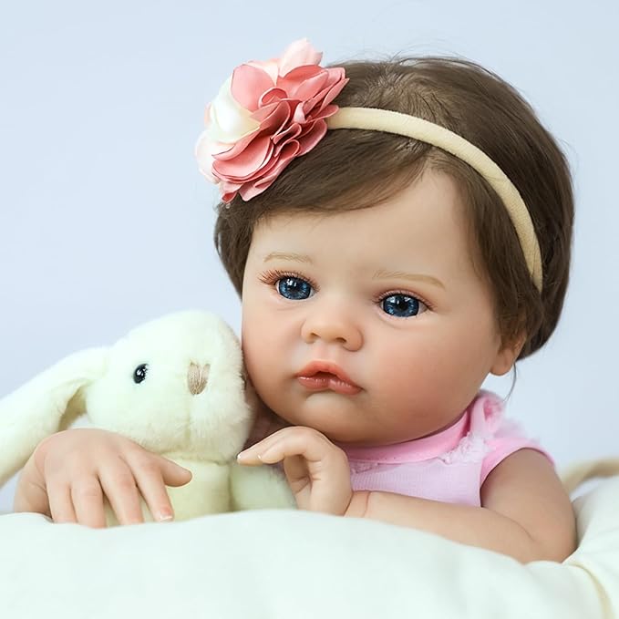 SCOM Lifelike Reborn Baby Dolls - 20 Inch Realistic-Newborn Baby Doll Girl Real Life Baby Dolls with Soft Weighted Body, Poseable Real Baby Reborn Gift Toy for 3+ Years Old Kids