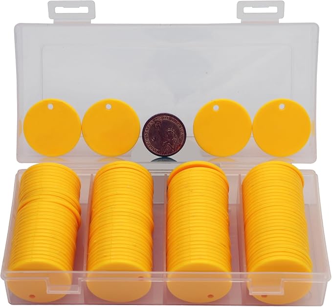 35MM with Holes, 120 Pieces per Box of Plastic Poker Chips - Perfect for Bar Activities, Teaching Games, and Customizable Accessories with Text.
