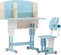 2025 NEW Kid's Study Desk and Chair Set, Ergonomic Height Adjustable Children Study Desk with Tilt Desktop, Book Stand, Light, Metal Hook and Storage Drawer,Gift for Boys Girls (Blue 70cm no lean)