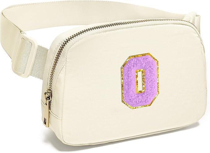 Gitus Gifts for 8 9 10 11 12 Year Old Girls Belt Bag Fanny Pack Crossbody Bags with Initial Letter Patch Cute Stuff Birthday Gifts for Teen Girls Women Personalized Trend Stuff (Ivory-O)