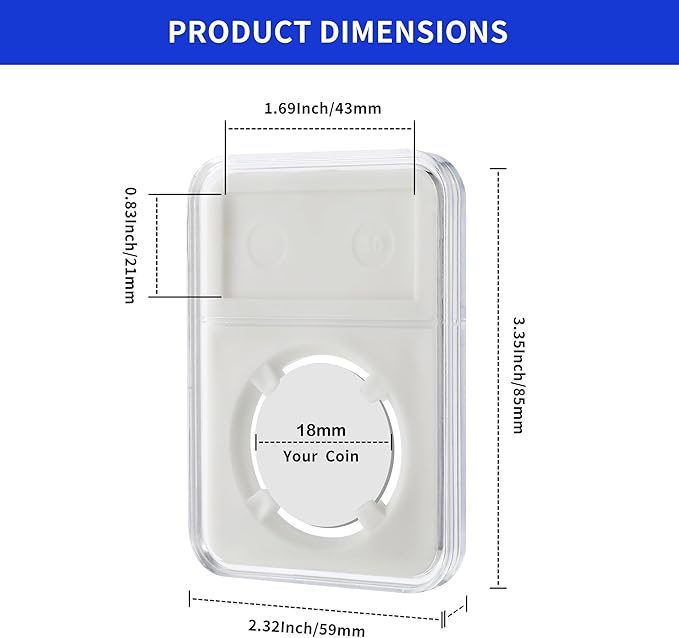 10-Pack Silver Dollar Coin Holder, 18mm Collection Coin Holder, Clear Acrylic Coin Slab Protectors and Display Case for Morgan, Peace, IKE Silver Coin, Four-Point Fixation Coin Capsules