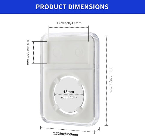 10-Pack Silver Dollar Coin Holder, 18mm Collection Coin Holder, Clear Acrylic Coin Slab Protectors and Display Case for Morgan, Peace, IKE Silver Coin, Four-Point Fixation Coin Capsules