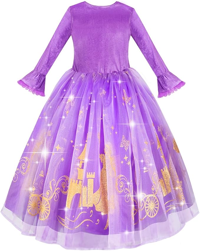 Meland Princess Dress Up for Girls, Dress Up Clothes for Halloween Costumes, Birthday Gift for Toddlers Aged 3-10 Years Old