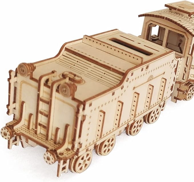 3D Wooden Puzzle - DIY Mechanical Steam Train Model Kits - Wood Crafts Vehicle Building Model - Wooden STEM Brain Teaser Puzzle - Steam Train Christmas Birthday Gifts for Adults & Teens
