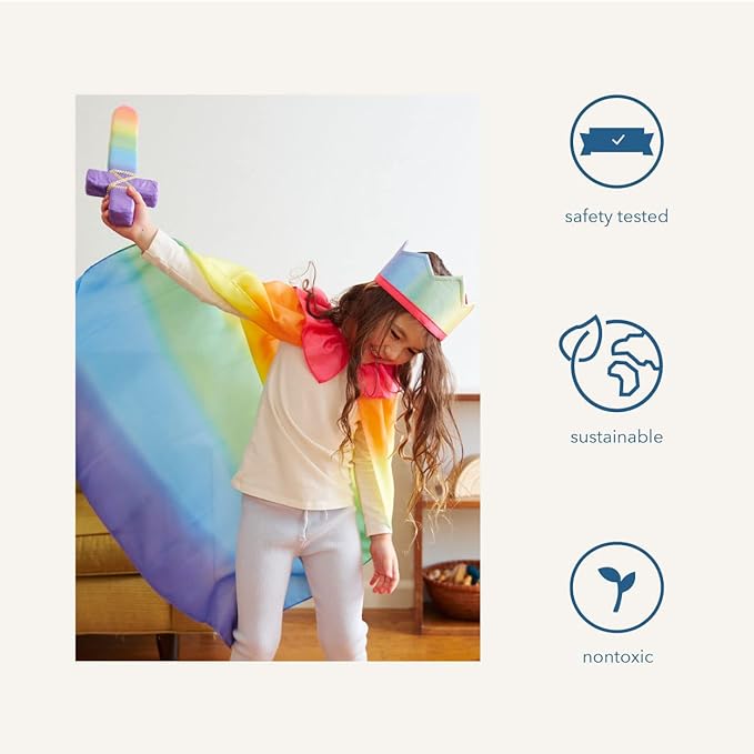 Sarah's Silks - Rainbow Cape for Kids Ages 3-8 | Montessori and Waldorf Toy Dress Up for Pretend Play | Birthday Gift for Boys and Girls