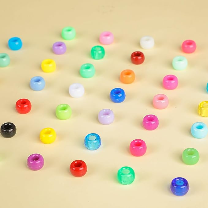 21000 Pcs Pony Beads Bulk 6 x 9 mm Plastic Kandi Beads for Bracelet for Multicolor Craft Making Rainbow Necklace Jewelry Key Chain DIY Braids(40 Colors)