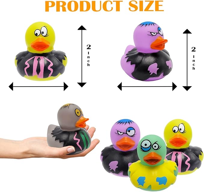 The Dreidel Company Halloween Zombie Rubber Duck Toy Duckies for Kids, Bath, Birthday Baby Showers Summer Beach and Pool Activity, 2" (12-Pack)