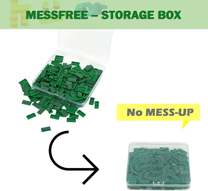 MALEKO Money Tiles Bank Bill Accessories, 200 Pieces 100-Dollar Green 1x2 Tiles, Bulk Building Toy Parts, Compatible with All Major Brands