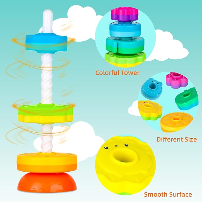 LBAIBB Spin Stack Toys,Baby Spinning Toy ABS Plastic and Color Rainbow Design,Focus on Children Educational and Interactive Learning's Stack Toys, Suitable for Gifts for Boys and Girls…