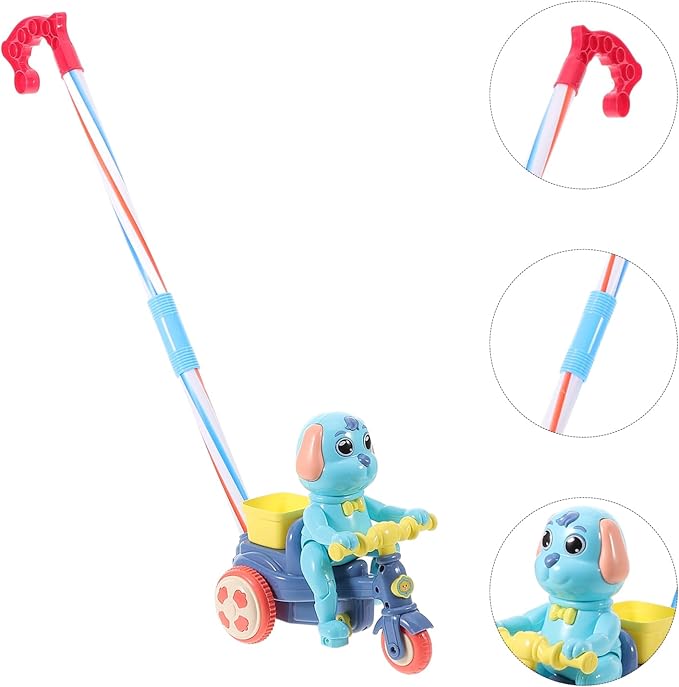 Toyvian Plastic Baby Push Toy Toddler Pull with Handle Basket Pull Along Music Puppy Push and Walking Baby Walk Behind for Infant Learning Walker 19.6 Inch