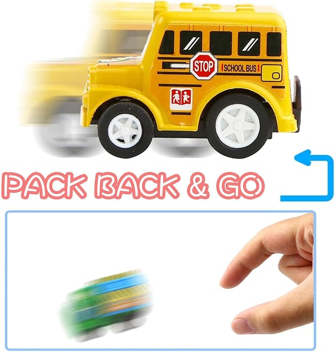 Funcorn Toys Pull Back Car, 12 Pack Assorted Mini Plastic Vehicle Set, Pull Back Truck and Car Toys for Boys Kids Toddler Party Favors,Die Cast Car Toy Play Set