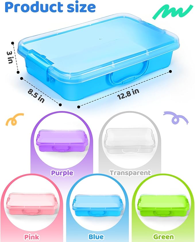 2 Pcs Sand Tray Sensory Bin with Lid and Handle, Portable Sensory Sandbox Container for Kids, Plastic Activity Tray for Toddlers (Green)