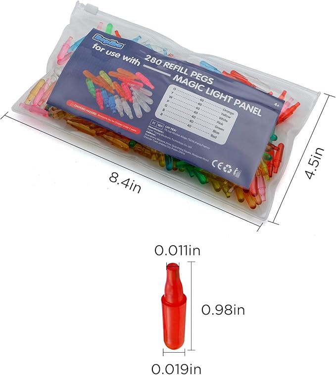 Refill Pegs 280PCS for Use with Bopika Creative Light Up Board,Educational Learning Toys for Boys and Girls Ages 4+