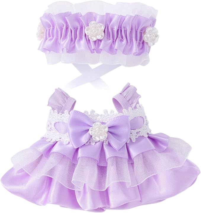 Doll Clothes for 17cm Figures,Pastel Rabbit Motif Top Paired with Yellow Lace-Brimmed Hat