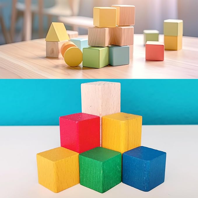 Wooden Cubes,Pack of 100 Unfinished Wood Blocks for Crafting,3/4inch Wood Square Blocks for Crafts Making & DIY Projects & Decor