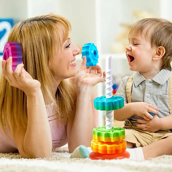 Rainbow Spinning Toy, Stacking Toy for Toddlers 1-3, Educational Montessori, Developmental Baby & Toddler, Autism Sensory, Gifts for One Year Old Girl Boy