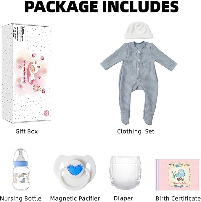 WOOROY Lifelike Reborn Baby Dolls- 18 Inch Realistic Baby Boy, Full Vinyl Body Sleeping Dolls, Poseable Real Life Newborn Realborn Birthday Gift Toy with Doll Accessories for Kids 3+