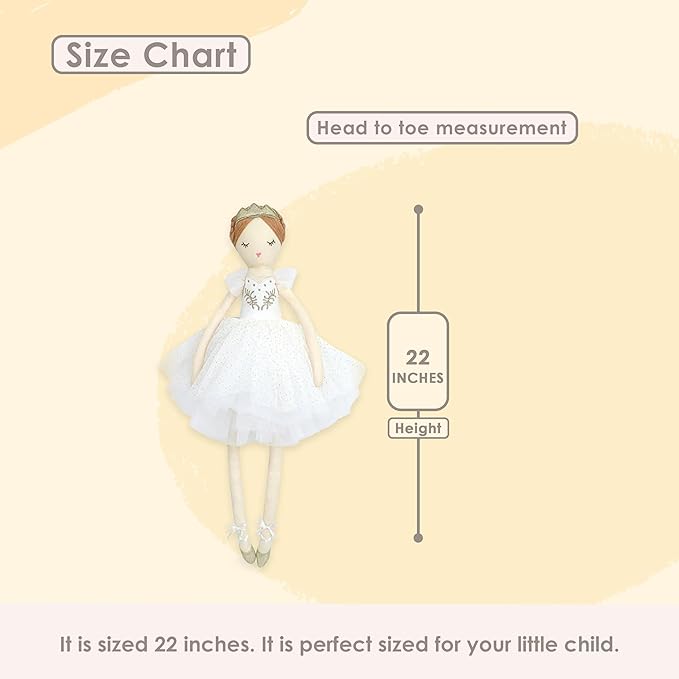 MON AMI Natalia The Prima Ballerina Stuffed Doll – 22”, Plush Ballerina Doll for Girls, Use as Toy or Room Decor, for Kids of All Ages