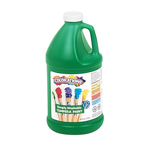 Colorations Paraben-Free Simply Washable Tempera Paint for Kids - 1/2 Gallon Value Size, Vibrant Green. Non-Toxic and Made in The USA