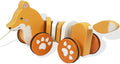 Baby Toys Car,Wooden Pull Along Toddler Toy, Developmental Toy for 1 Year Old Girl Boy Birthday Gift (Fox)