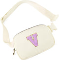 Gitus Gifts for 8 9 10 11 12 Year Old Girls Belt Bag Fanny Pack Crossbody Bags with Initial Letter Patch Cute Stuff Birthday Gifts for Teen Girls Women Personalized Trend Stuff (Ivory-V)