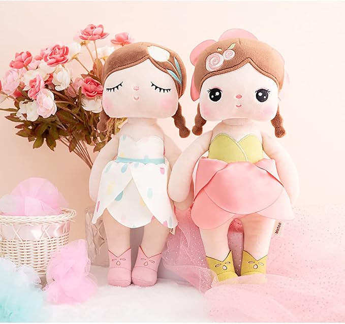 13" Exclusive New MeToo Princess Doll - Cute Flower Fairy Plush, Soft Baby Girl Gifts, Non-Toxic Skin-Friendly PP Cotton Stuffed Angela (Rose)