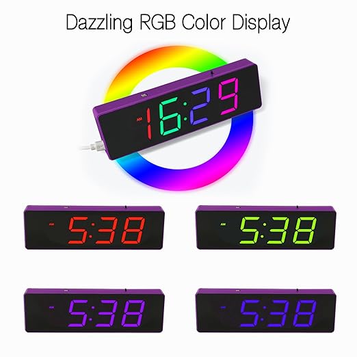 EIELE Soldering Practice Kit 4-Digit RGB Colour LED Digital Clock Kit with colourful case Suitable for students and beginners to solder and learn Adult Electronic Soldering Projects (purple case)
