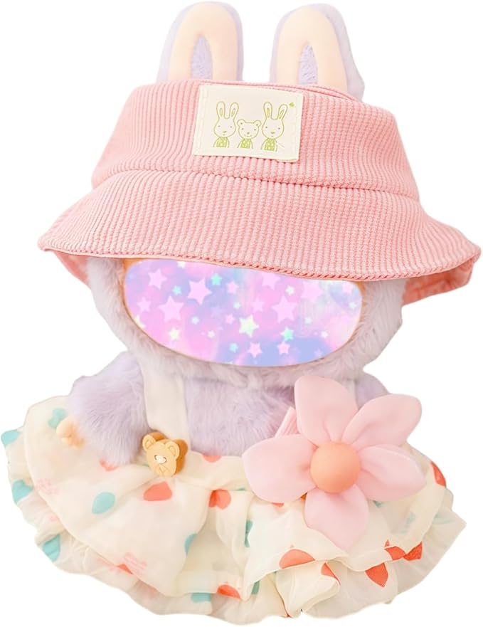 17cm Doll Clothes Set, 3 Pieces Dress Outfit Set for 6.7inch Doll Suit, Fashion Chic Hat & Clothes Accessories for 1st/2nd/3rd Gen Dolls Play & Display Light Beige