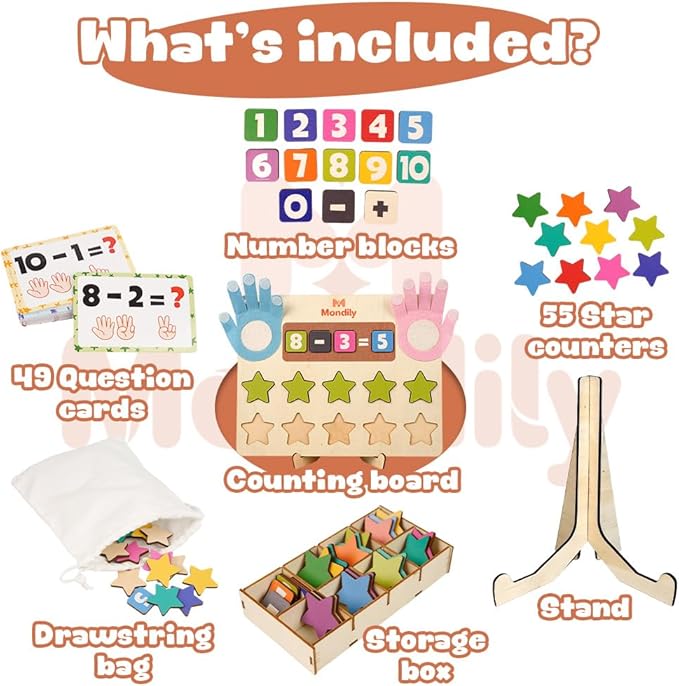 Educational Math Board Learning, Math Manipulatives & Number Counting Blocks for Kids, Addition and Subtraction Counters Math Homeschool Kindergarten Supplies & Birthday Gifts