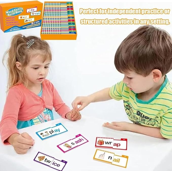Logicalne 30 Read and Rhyme Flip Books, Word Family Flip Books Rhyming Card, Sight Words Rhyming Game, Educational Reading Book, Word ABC Vocabulary Families Flash Cards, Classroom Fun Learning(2PCS)