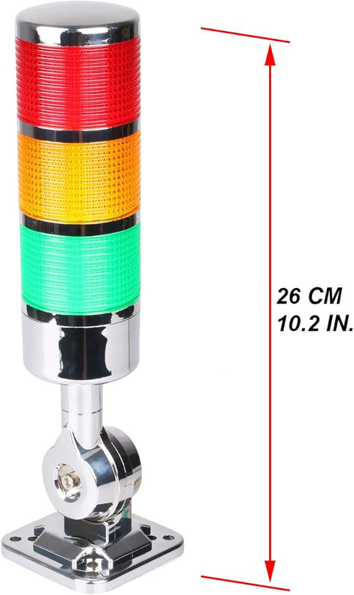 110V to 220V LED Stack Tower Lights, Industrial Warning Lights, Andon Lights, Column Signal Tower Indicator Lamp Beacon, Continuous/Flashing Light Switchable, 3 Layer (with Buzzer)