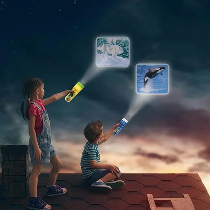 Georgie Porgy Children Projector Toys Educational Science Set Wall Ceiling Tent Torch Flashlight for Kids Gifts for Boys Girls (Wild Animal + Sea World)