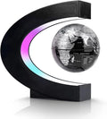 Flagest Magnetic Levitation Floating Globe, Levitating C Shape Silver Black Globe with LED Lights for Education Home Office Desk Decor, Holiday Anniversary Creative Gift(3.3 Inches)