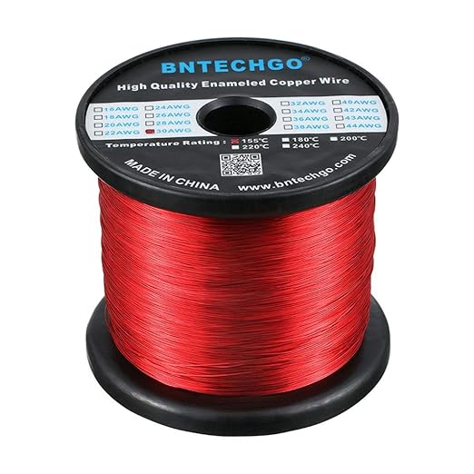 BNTECHGO 30 AWG Magnet Wire - Enameled Copper Wire - Enameled Magnet Winding Wire - 5 lb - 0.0098" Diameter 1 Spool Coil Red Temperature Rating 155℃ Widely Used for Transformers Inductors