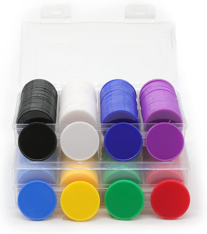 Set of 100 Opaque Plastic Learning Counters Mini Poker Chips Game Tokens with Storage Box (White, 1 Inch)