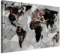artgeist Canvas Wall Art Print World Map 35x24 in - 1pcs Home Decor Framed Stretched Picture Photo Painting Artwork Image Marable Black k-C-10012-b-a