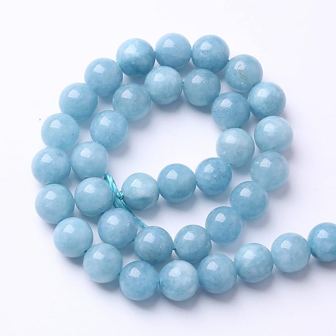 90PCS 8MM Blue Aquamarine Jade Loose Beads for Jewelry Making DIY Bracelet 2 Strands
