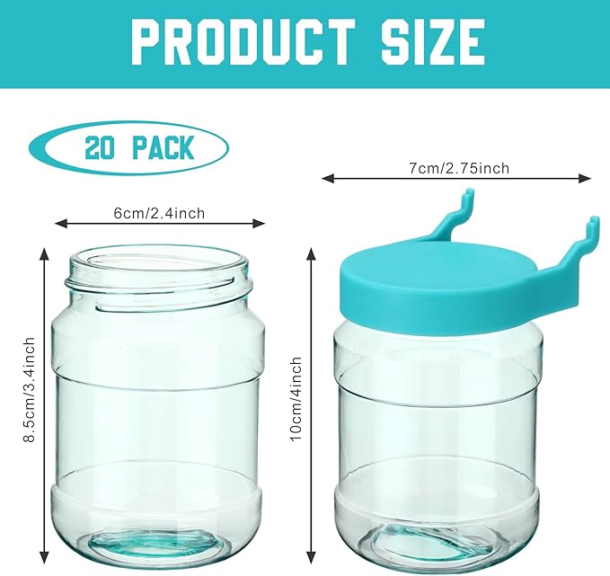 Unittype 20 Set Pegboard Organizer Accessories Peg Boards Jars with Lids Plastic Pegboards Bins Storage Containers Clear Peg Board Wall Organizer for Garage Sewing Office Home Supplies(Turquoise)