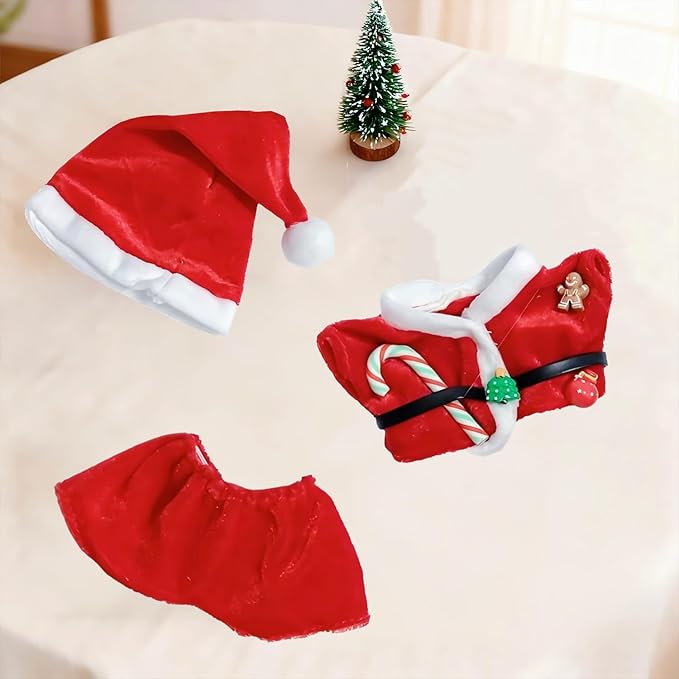 Christmas Costume Set Outfit Set for 17cm, 2-Set Cute Dress-up Bundle, Reindeer, Sheep Holiday Dress, Plush Clothes Accessories (No Doll Included)