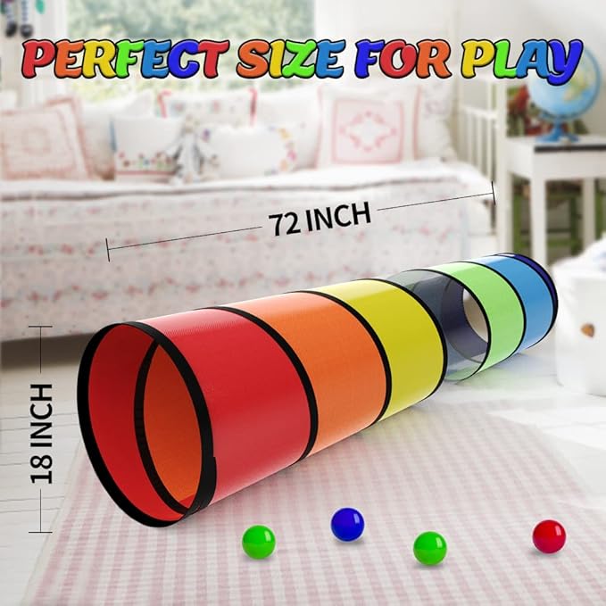 Kids Play Tunnel for Toddlers 1-3 Colorful Pop Up Baby Tunnel for Kids to Crawl Through 6 Foot with Breathable Mesh Collapsible Toddler Toys Gift for Children Backyard Playset