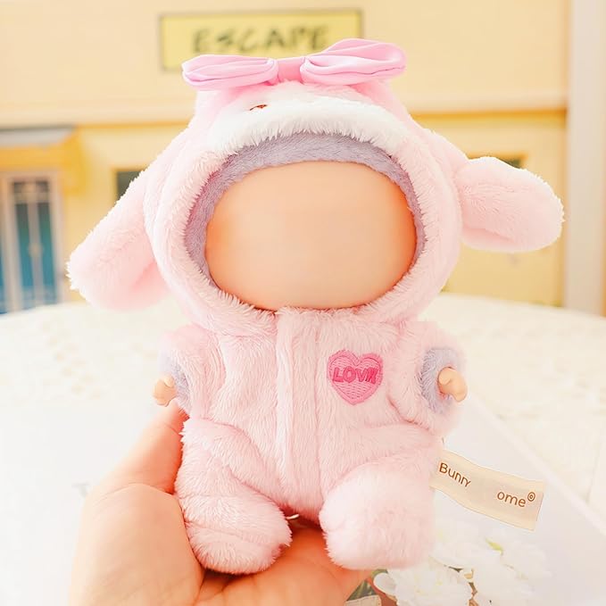 17cm Doll Clothes Set, Overalls Set for 6.7inch Doll Suit, Faking Animal Style Outfit Jumpsuit, Cute Fashion Dress Up Clothes Accessories for 1st/2nd/3rd Gen Dolls (Rabbit)