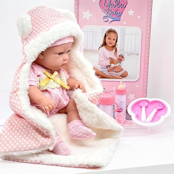 Baby Doll with Accessories Soft Blanket 12 Inch Baby Dolls for Toddlers 1-3-5 Years Old Girl Gifts Playset Toy