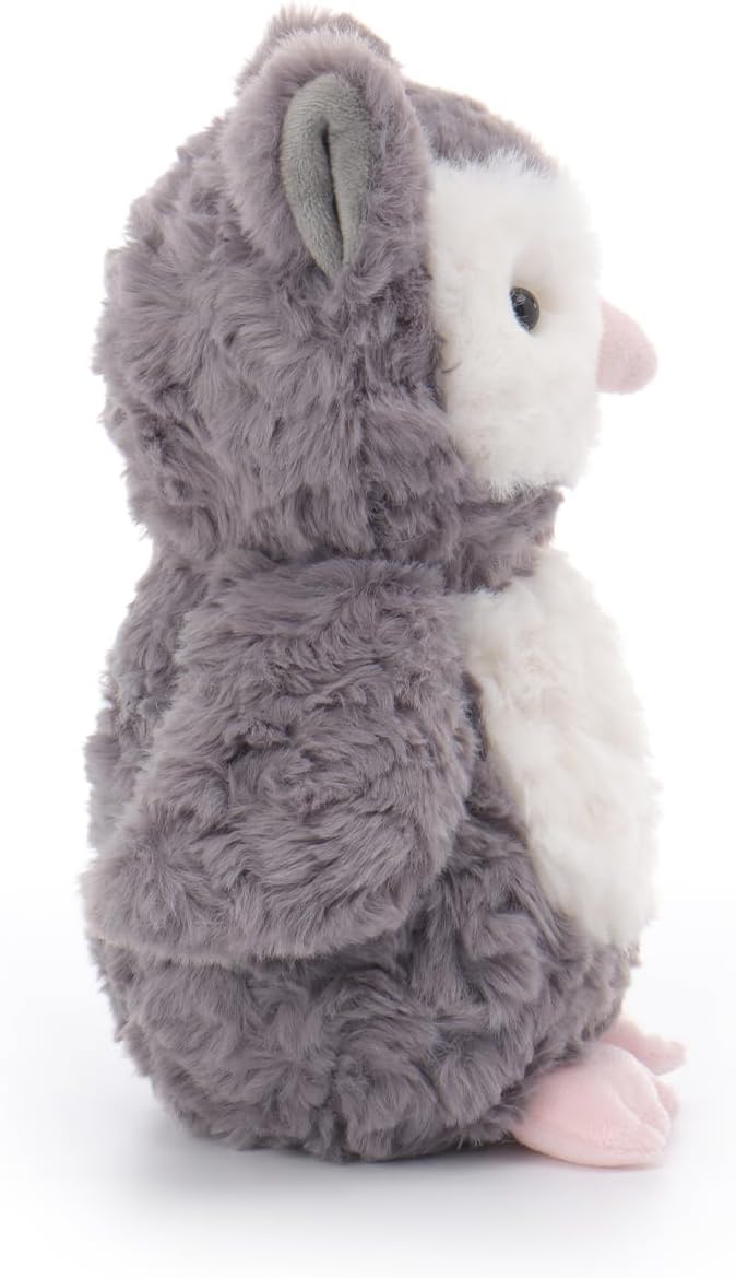 Apricot Lamb Grey Flower Owl Stuffed Animals for Kids, Soft Cute Plush Toys for Baby Girl and Boy, 9.5 Inches